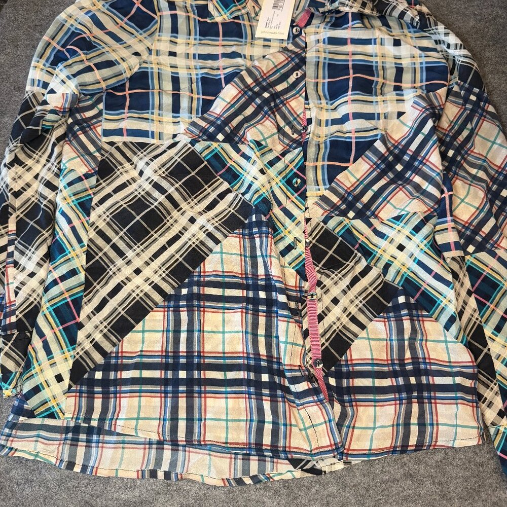 Johnny Was Idora Patchwork Button Down Shirt Silk… - image 5